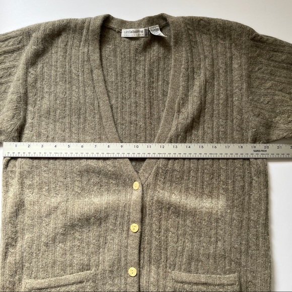 Liz Clairborne Soft Angora Wool Cardigan Cable Knit Button Long Sleeve Petite Sm - Picture 5 of 12
